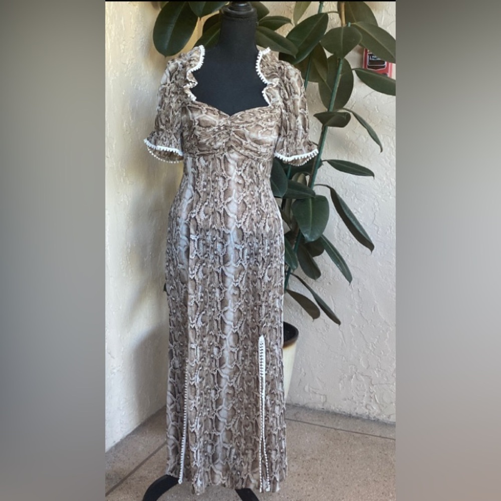 Nordstrom Snake Print Maxi Dress with Ruffle Trim
